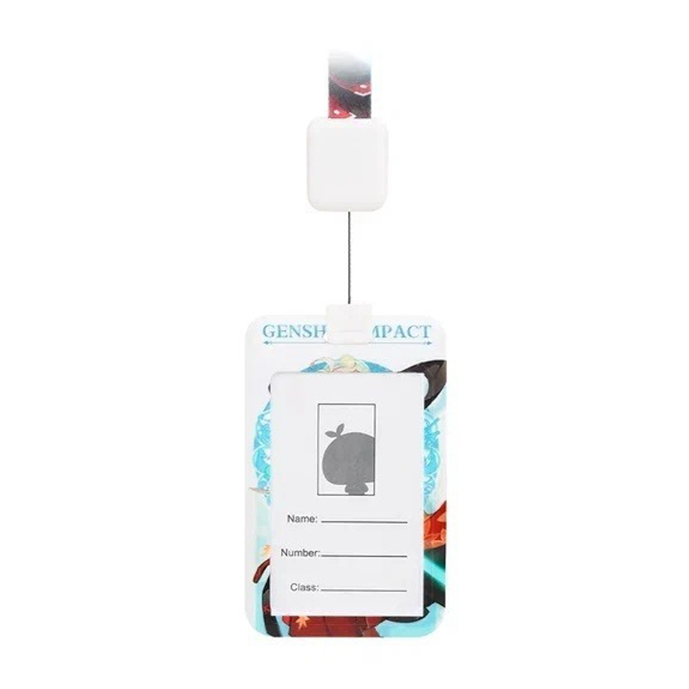 Бейдж на шнурке с рулеткой (ретрактором) Basir вертикальный, 110*68 мм, аниме, 4 рисунка ассорти