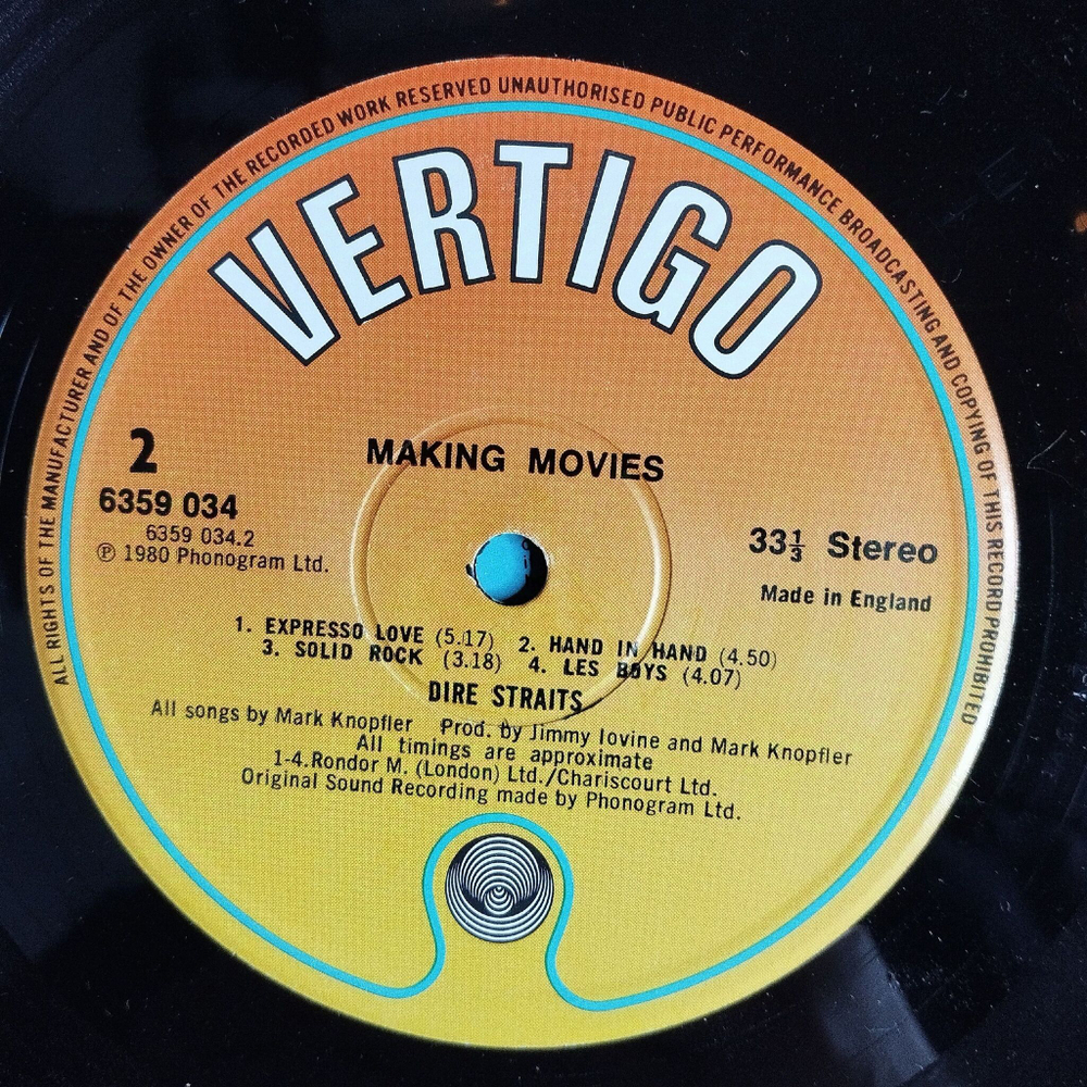 Винтажная виниловая пластинка LP Dire Straits Making Movies (UK 1980)