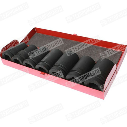 Набор головок торцевых ударных 6-гранных 1" глубоких 24-38мм (в кейсе) 7 предметов JTC