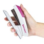 Степлер №24/6, 26/6 BRAUBERG "Delta", до 20 листов, с резиновой накладкой, серый, розовая вставка, 222557