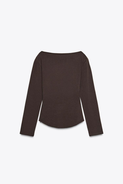 ZARA ТОП СО СБОРКАМИ СБОКУ, ТЕМНО-БАКЛАЖАНОВЫЙ