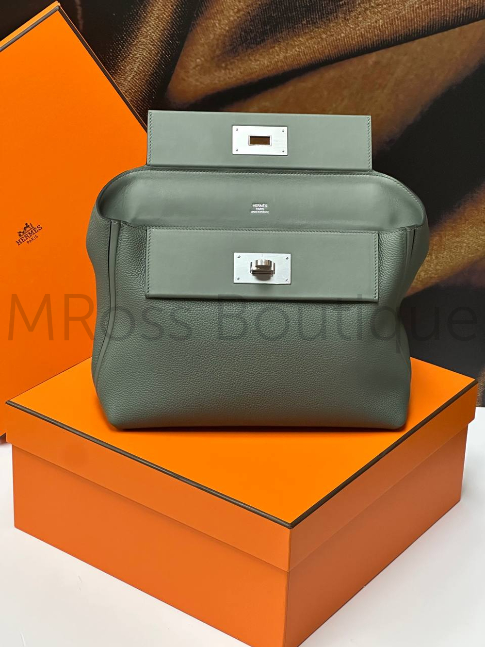 Женская сумка Hermes цвета хаки