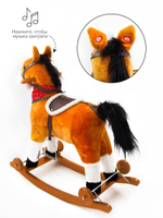 Лошадка каталка-качалка AMAROBABY (West), с колесами, коричневый, 69.5x28.5x74 см