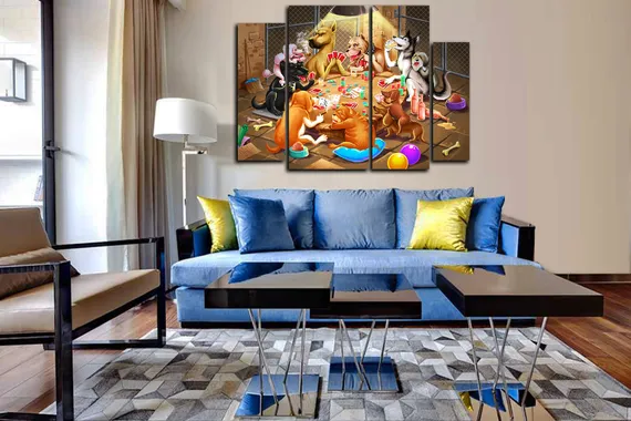 Модульная картина "Собачий покер"