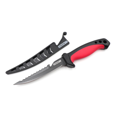 Нож туристический СЛЕДОПЫТ филейный, прорезиненная ручка, клинок 125 мм, черный, в чехле