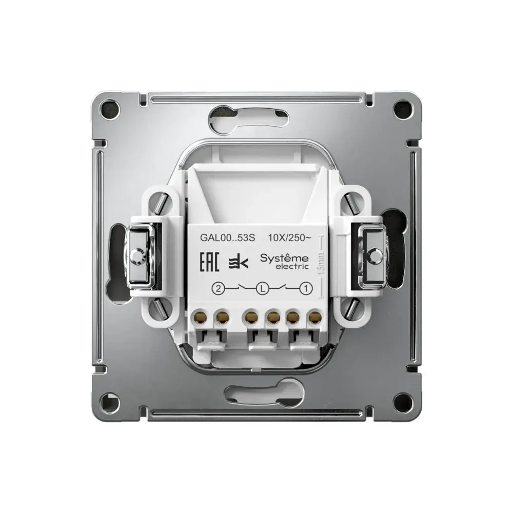 ARTGALLERY 2-клавишный ВЫКЛЮЧАТЕЛЬ с подсветкой, сх.5а, 10АХ, механизм, быстрозажим. клем., БАЗАЛЬТ