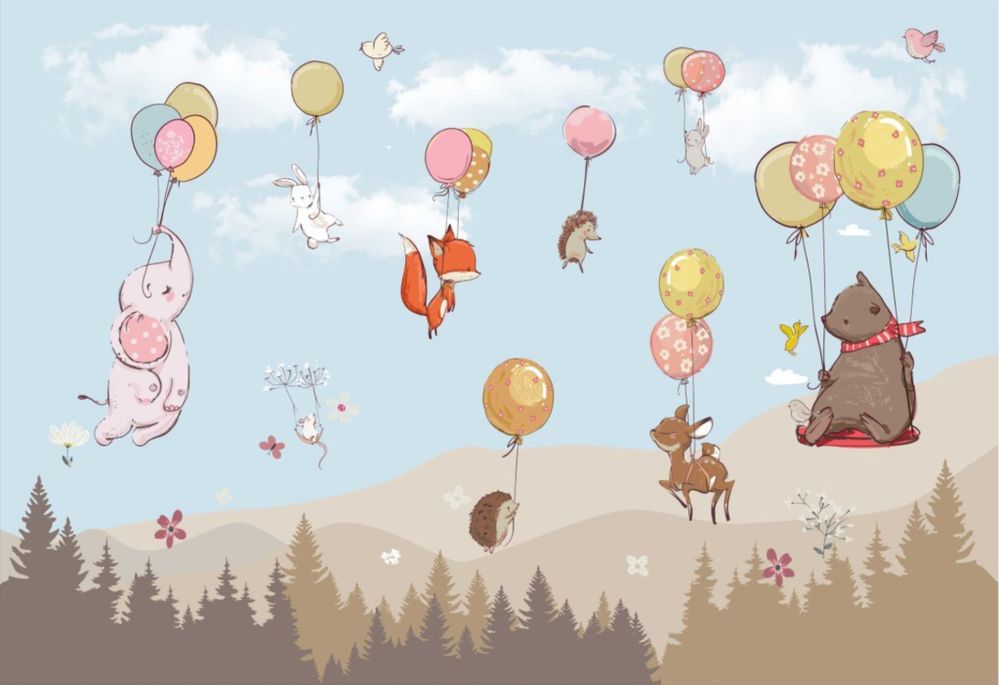 Фотообои животные и воздушные шары