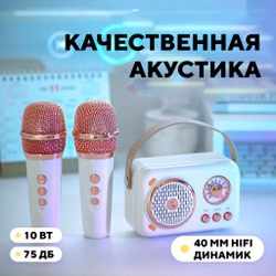 Детская караоке колонка, блютуз станция с микрофоном