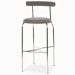 Барный стул Rider, серая ткань, ножки хром