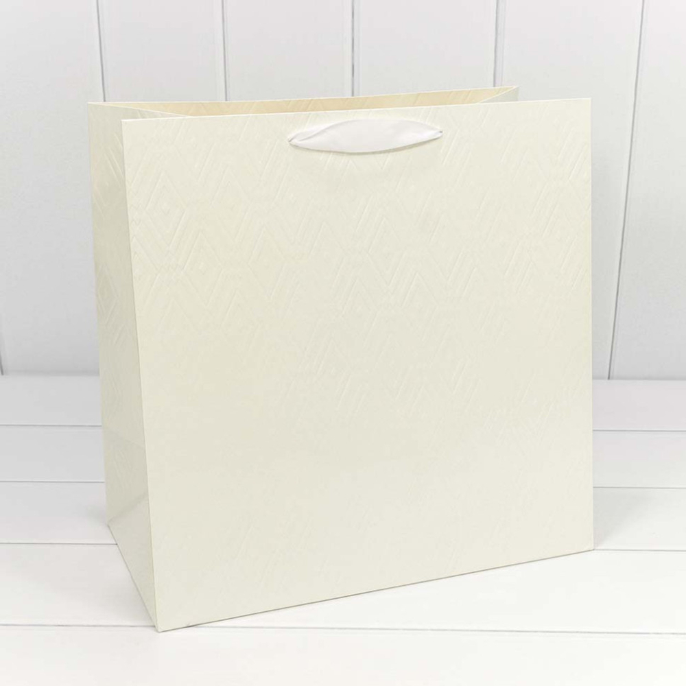 Пакет подарочный 37х37х20см Премиум "Элегант" (Белый, Сиреневый)