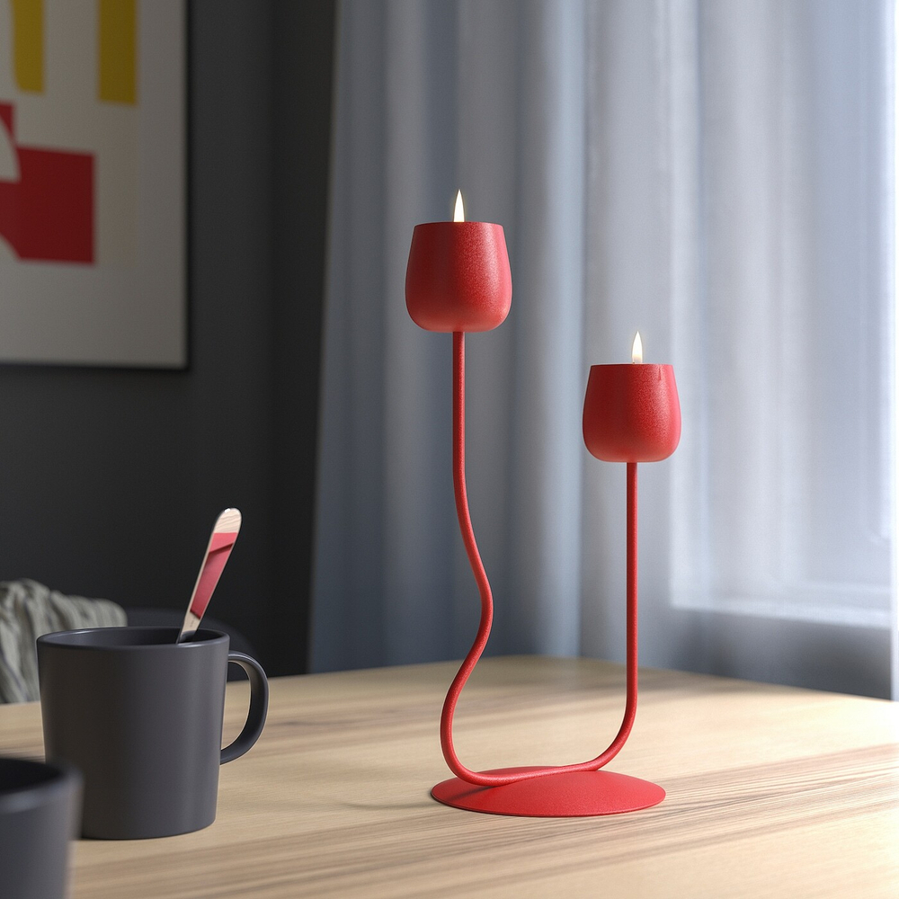 IKEA SILVERPÄRON  (ИКЕА СИЛВЕРПÄРОН)  -  Подсвечник, ярко-красный, 29 см