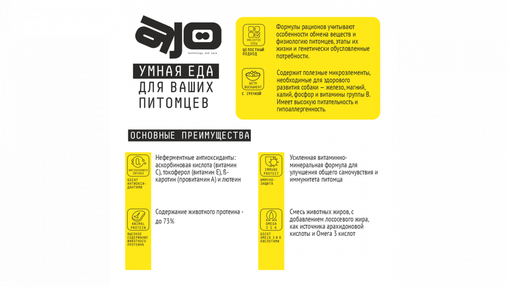AJO (Айо) Dog Very Small Adult Сухой полнорационный корм с гречкой для взрослых собак миниатюрных пород, 1,5 кг