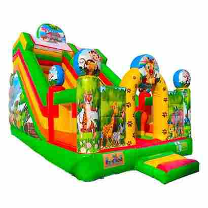 Коммерческий надувной батут "Зверята на горке", 7*4*6 м