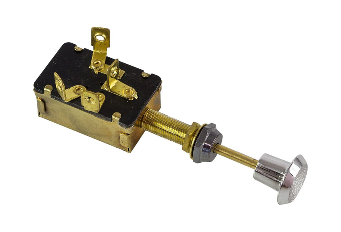 Переключатель штоковый трехпозиционный OFF-ON-ON, 12 В/15 А, 4P