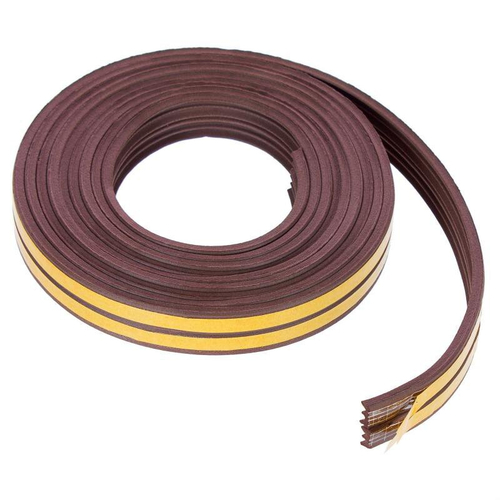 Лента уплотнитель 9х7,4мм коричневая самоклеящийся (бухта/50м)