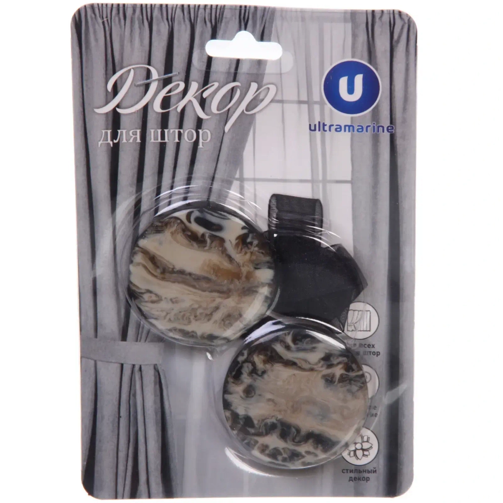 Подхват для штор на магните «Мрамор коричневый» 4см 0819
