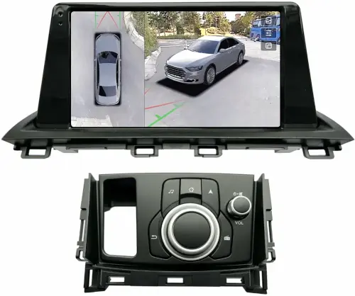 Магнитола для Mazda CX-4 2016-2024 (штатный монохромный экран, рамка 9) - Teyes CC3-2K-360 на Android 10, Быстрая, 2K QLED, CarPlay, 4G SIM-слот, 4 камеры в комплекте
