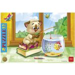 Пазл в рамке, 12 элементов, А4, "Котенок-рыбак", 200х300 мм, 12ПЗ4 10422, U102046