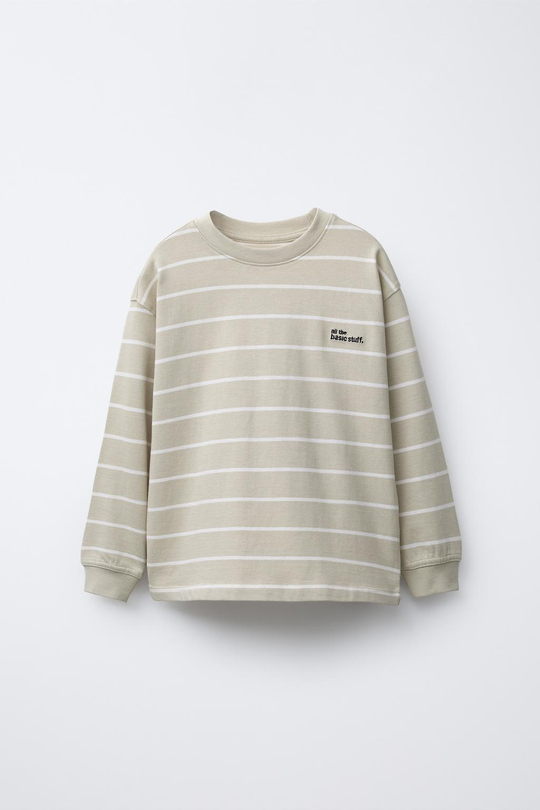 ZARA ЛОНГСЛИВ В ПОЛОСКУ ИЗ ПЛОТНОЙ ТКАНИ, ЦВЕТ ВЫБЕЛЕННОГО ЛЬНА