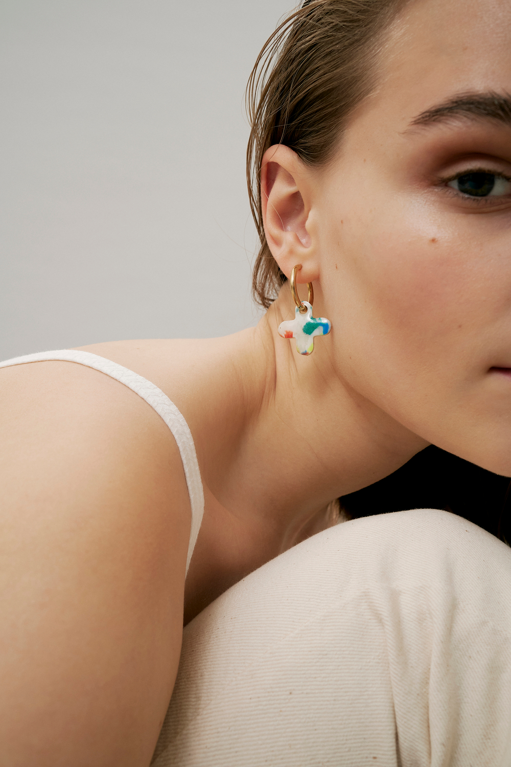 Recycl Object CROSS EARRINGS