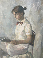 Винтажная картина «Девушка с книгой»