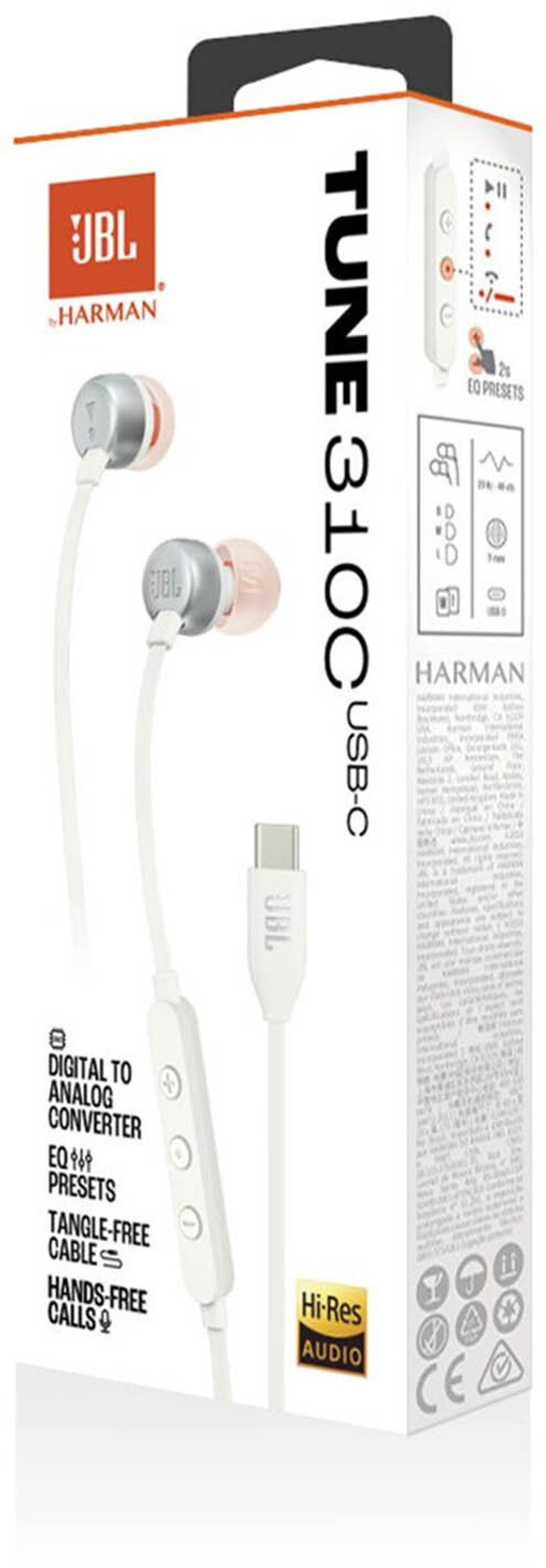 Наушники JBL Tune 310C White, внутриканальные - 5