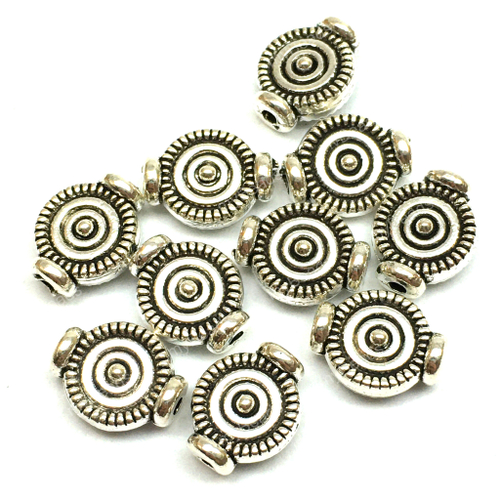 Бусины "Древний виток" 9х8 мм (10 шт), под серебро