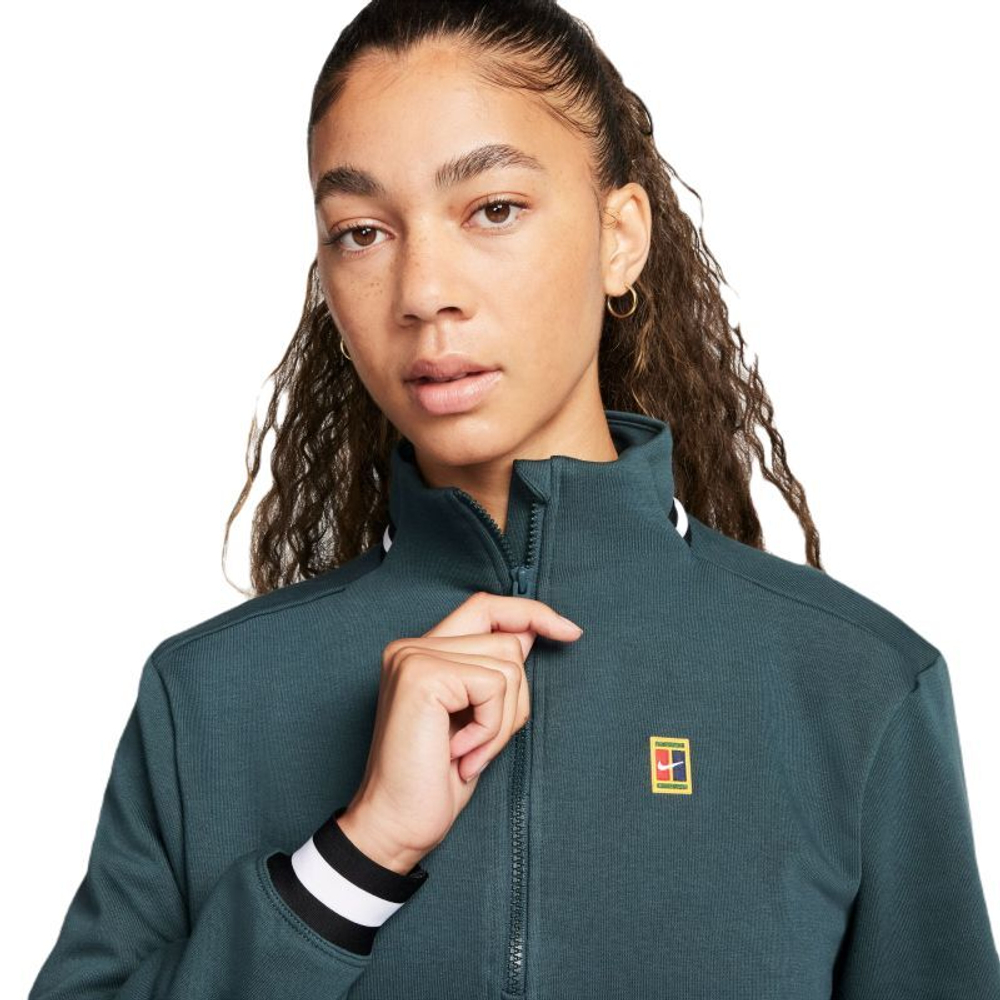 Женская Кофта теннисная Nike Court Dri-Fit Heritage Fleece - зеленый