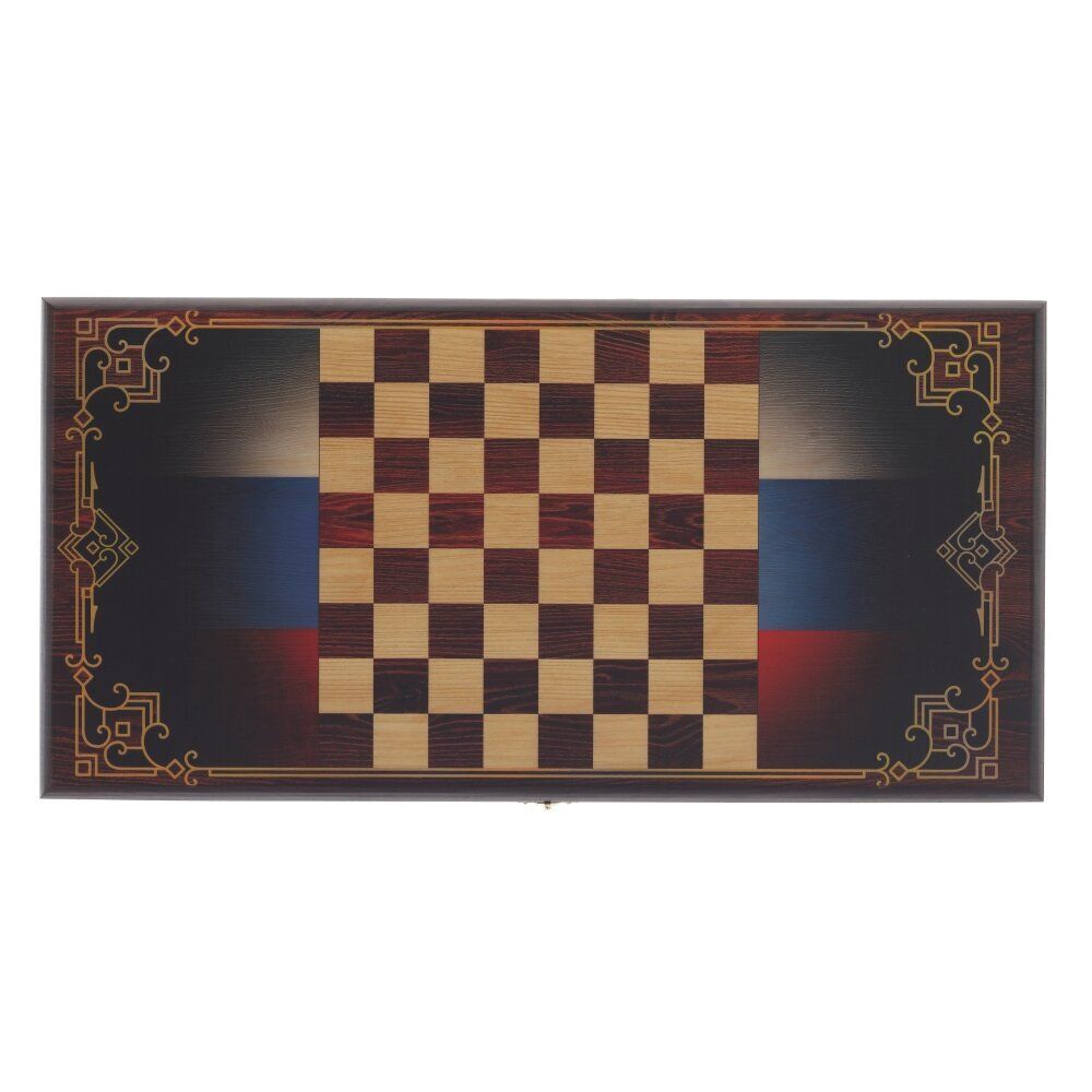 GAEM Игра настольная 2 в 1 ( шашки, нарды) "Русский медведь", L50 W25 H3 см