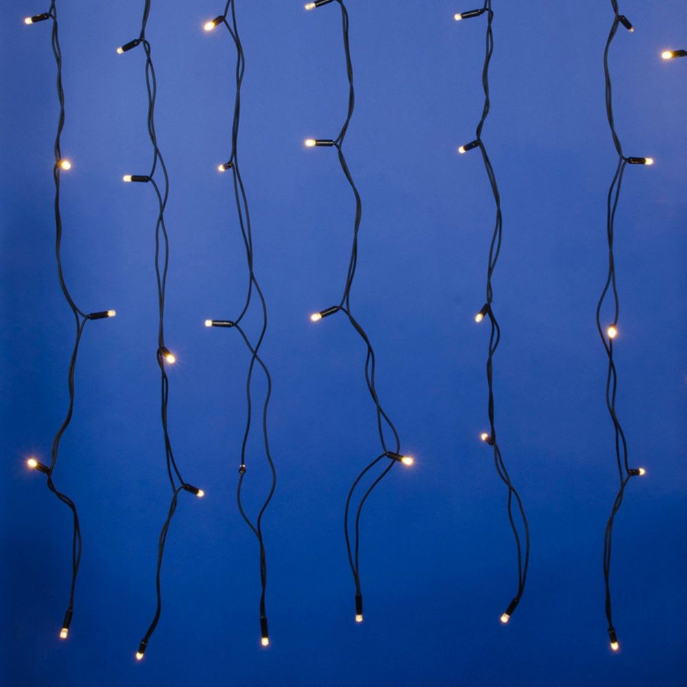 ULD-C2030-240-TBK WARM WHITE IP67 Занавес светодиодный с эффектом мерцания. 3х2м. Соединяемый. 240 светодиодов. Теплый белый свет. Провод черный. TM Uniel.