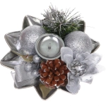 Подсвечник новогодний «Изящный вечер» 20 см, Серебро