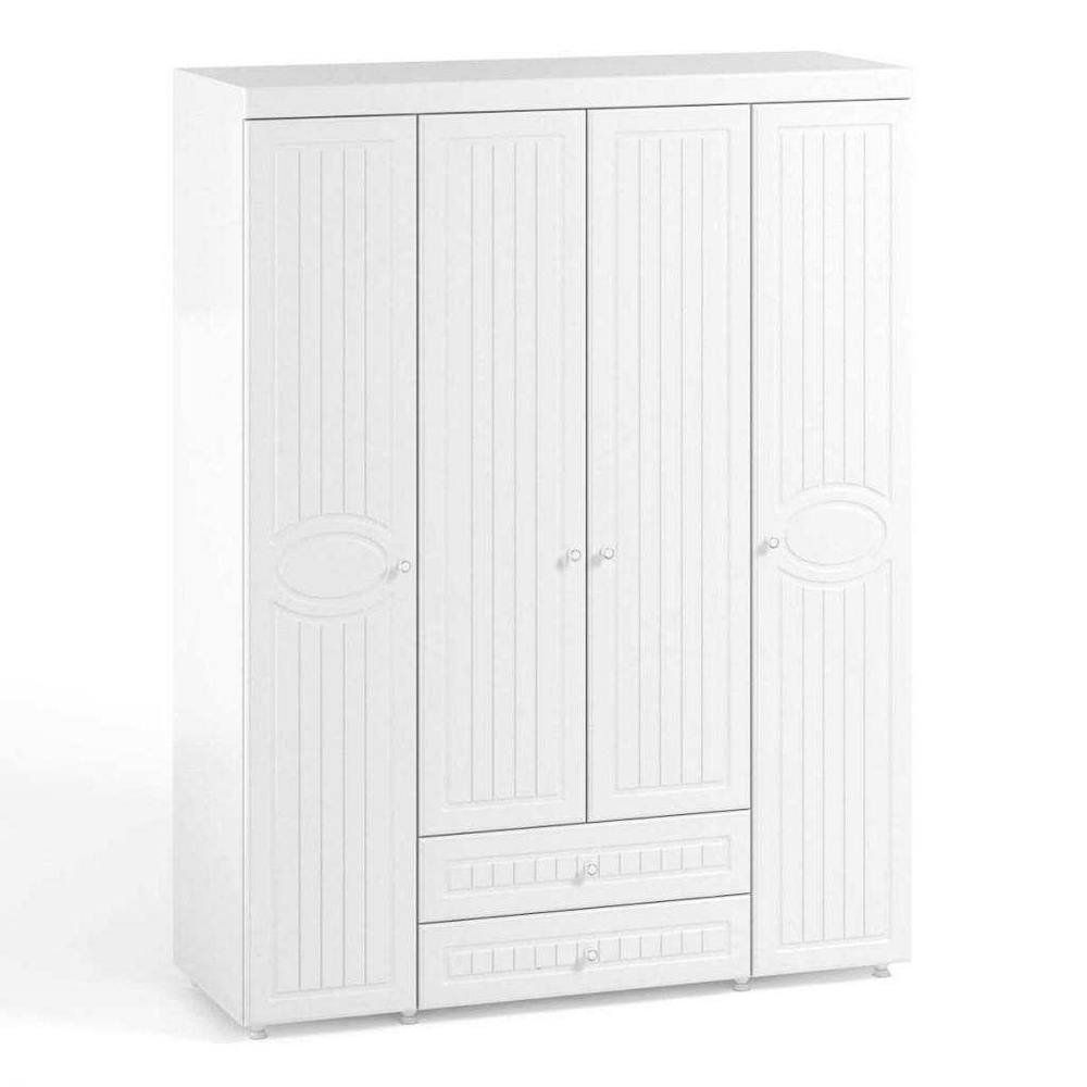 Шкаф 4-х дверный с ящиками Монако МН-62 белое дерево