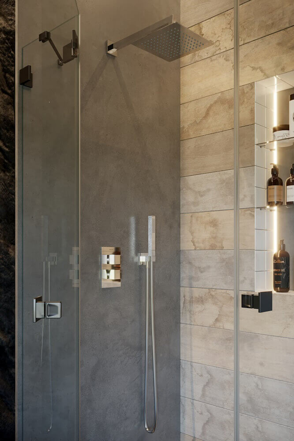 Встраиваемый смеситель для душа с тропическим и ручным душем KUATRO K4715021