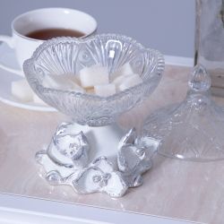 Сахарница стеклянная с крышкой Орхидея Лайм Белый