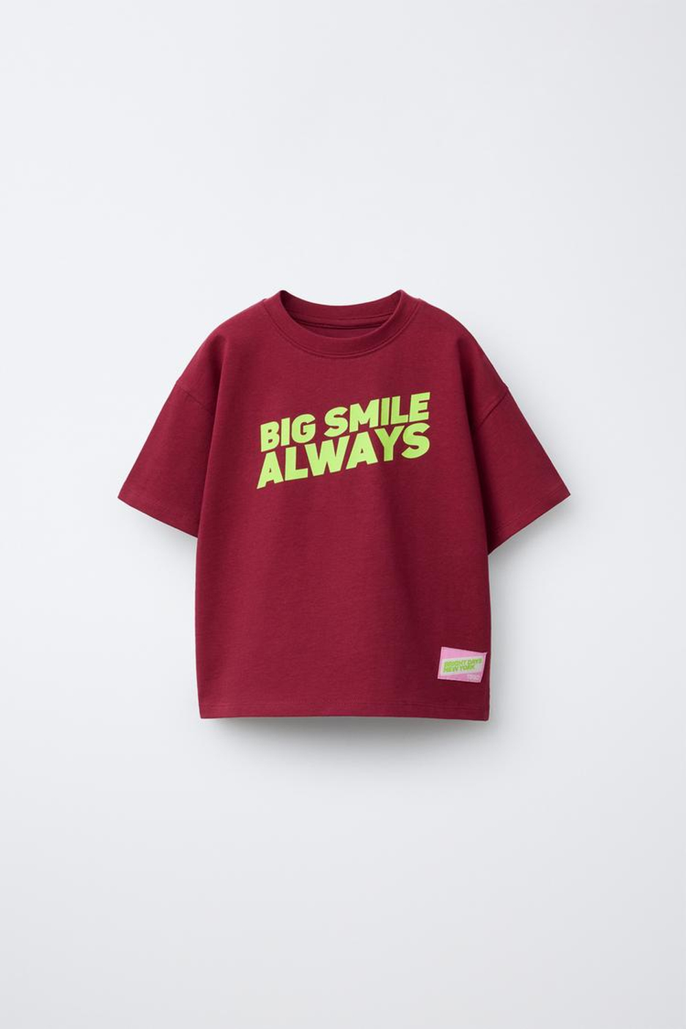 ZARA ФУТБОЛКА С НАШИВКОЙ И ВЫШИВКОЙ, БУРГУНДИ