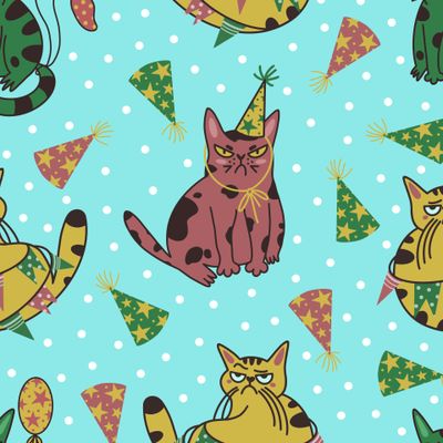 Сердитые коты, злые котята на празднике день рождения
