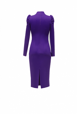 Трикотажное облегающее платье на молнии фиолетовое 05-02-23 FW