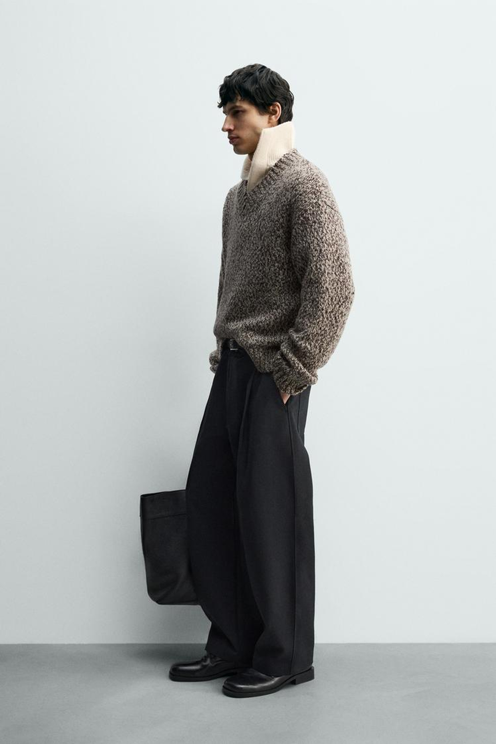 ZARA СВИТЕР ИЗ СМЕСОВОЙ ШЕРСТИ С РЕЛЬЕФНЫМ УЗОРОМ, БУРГУНДИ