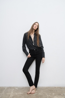 ZARA ДЖИНСЫ SKINNY С ВЫСОКОЙ ПОСАДКОЙ — ZW COLLECTION, ЧЕРНЫЙ