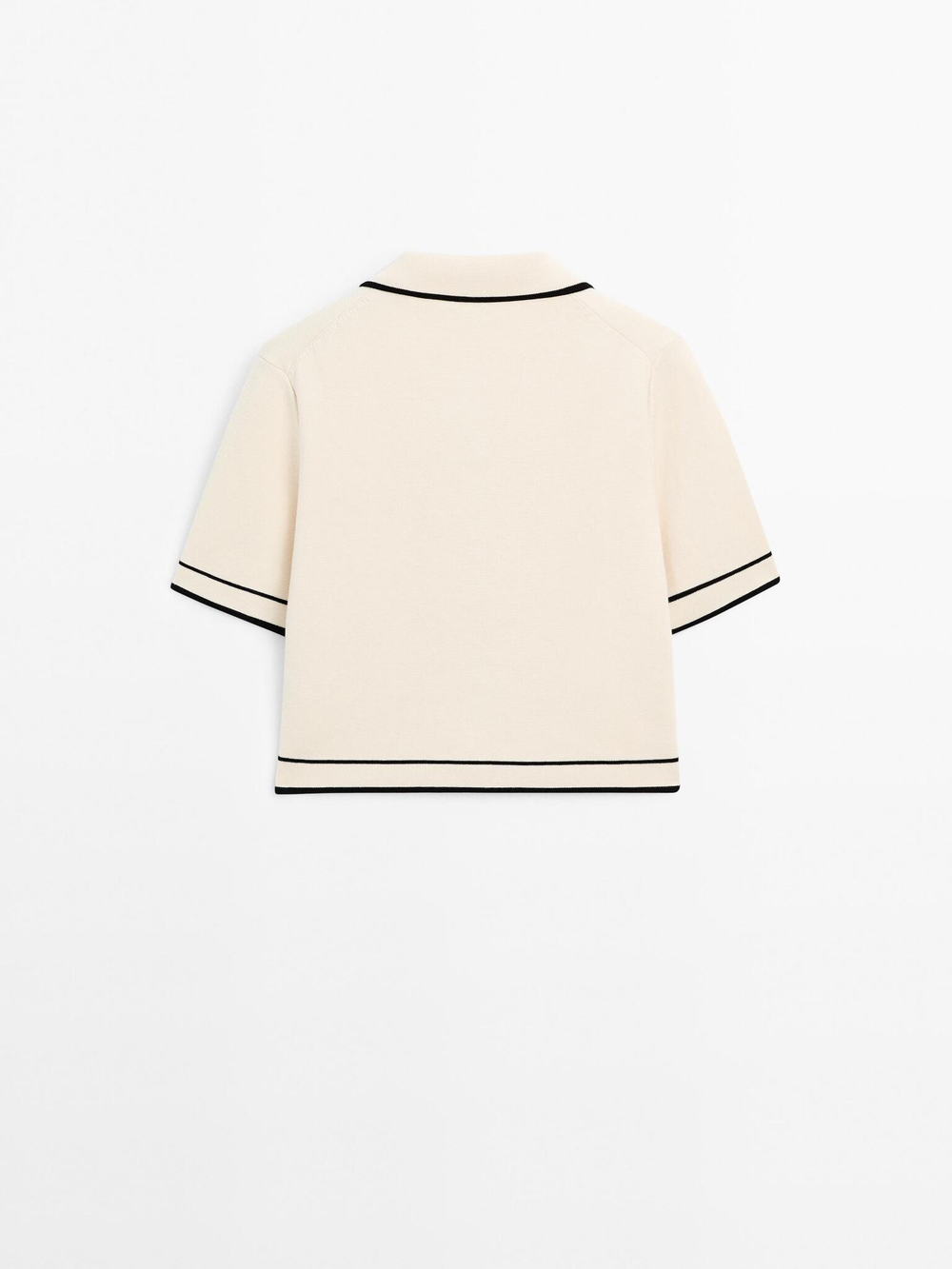 Massimo Dutti Кардиган с короткими рукавами и пуговицами, натуральный/кремовый