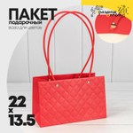 Пакет подарочный 22х13.5х10.5см Ваза для цветов "Ромбы" (Красный)