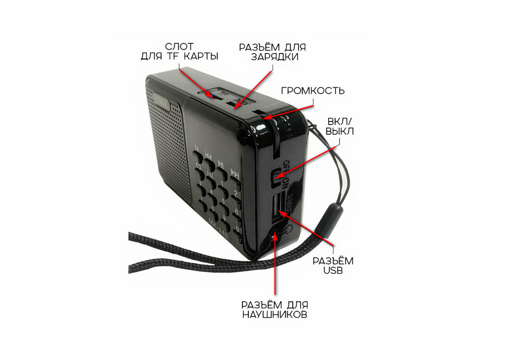 Радиоприемник карманный +MP плеер 3D Sound MK-140 black