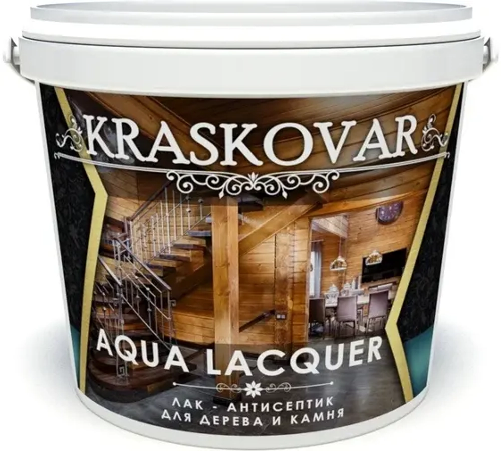Лак-антисептик Kraskovar Aqua Lacquer для дерева и камня лиственница