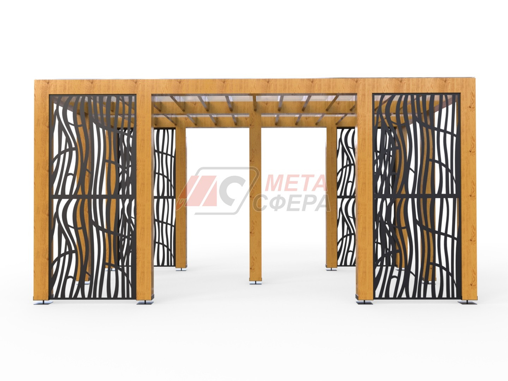 Беседка с резными панелями