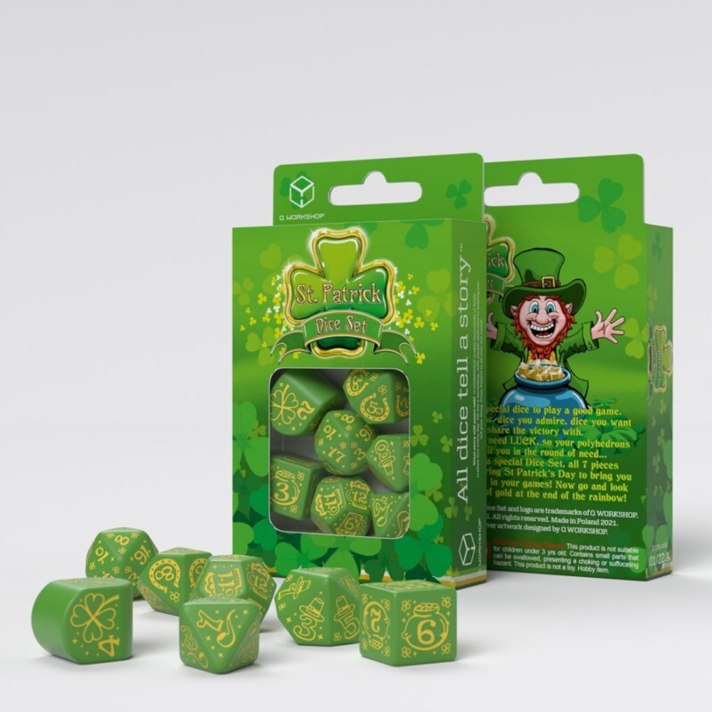 Набор кубиков для настольных ролевых игр (Dungeons and Dragons, DnD, D&D, Pathfinder) - St. Patrick Dice Set - The Lucky Charm