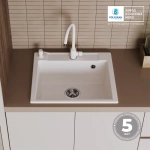 Мойка POLYGRAN ARGO-560 белый хлопок №36, смеситель SKS5 белый хлопок №36