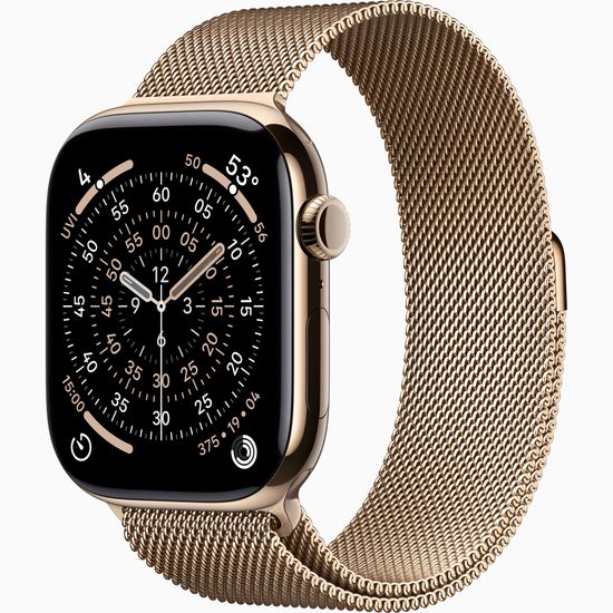 Apple Watch Series 11 GPS 46mm Gold Titanium Case with Gold Milanese Loop