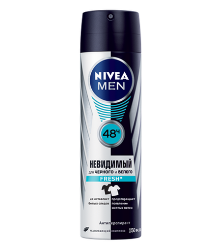 Nivea Men Антиперспирант спрей Невидимый для черного и белого Fresh, 150 мл