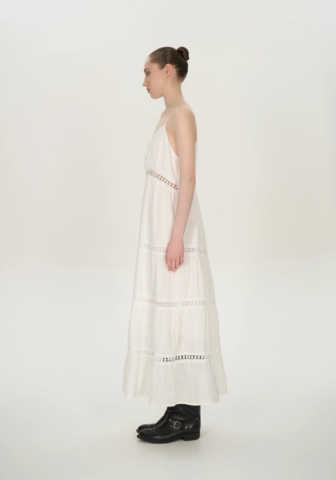 Платье на бретелях, белый