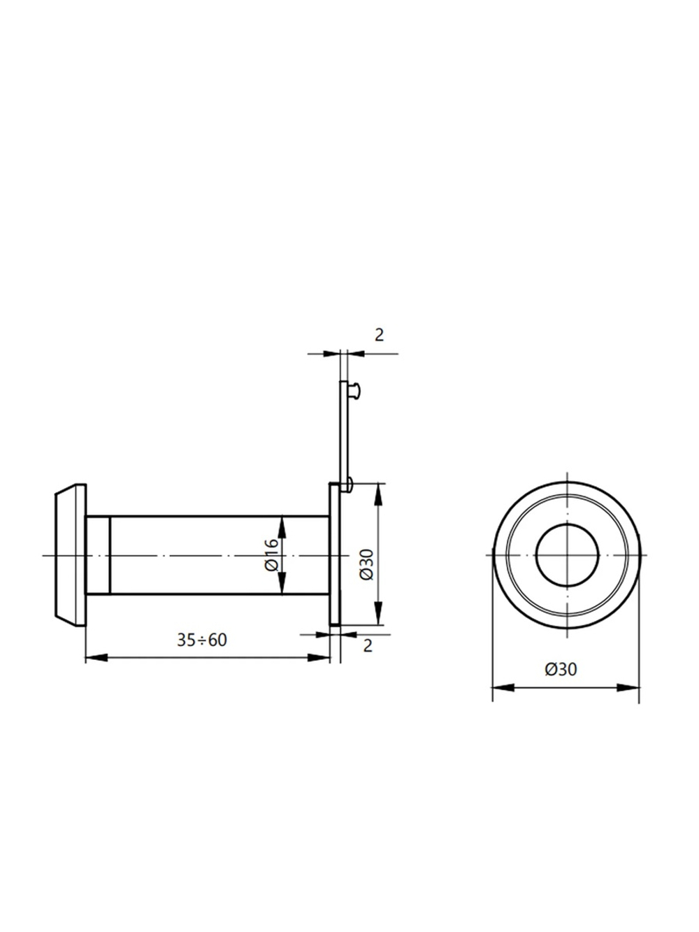 Глазок дверной 35-60-G, золото